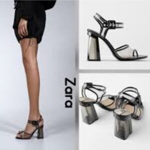 ZARA TRANSPARENT VINYL UPPER BUCKLE ANKLE SUMMER WOMEN'S SANDAL